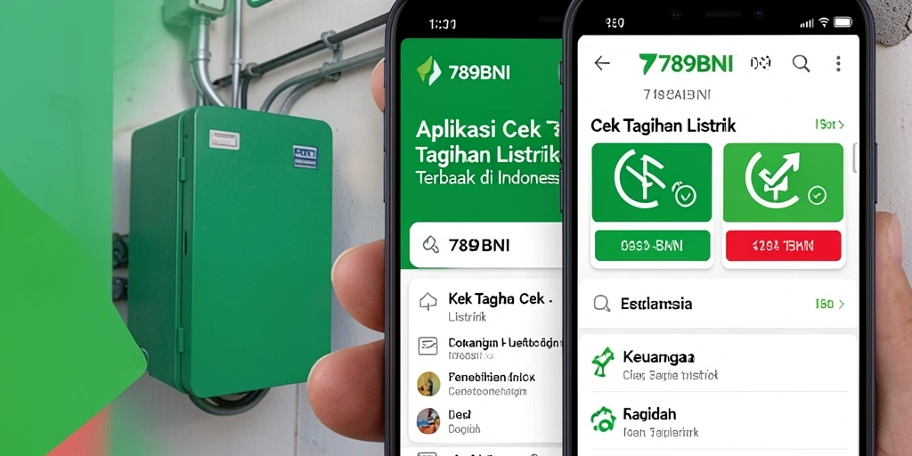 Tampilan antarmuka 789BNI untuk cek tagihan listrik dengan fitur pembayaran.