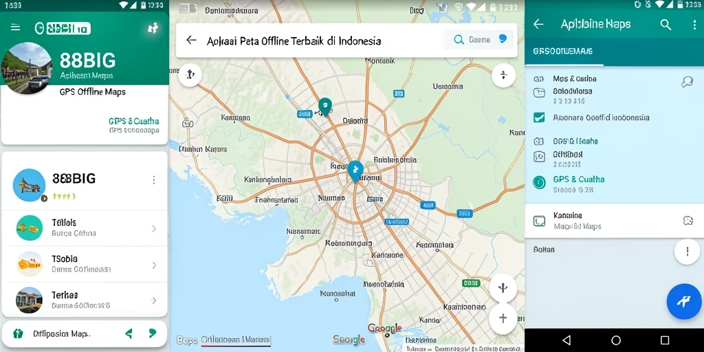 Tampilan antarmuka pengguna aplikasi GPS Offline Maps 88BIG.