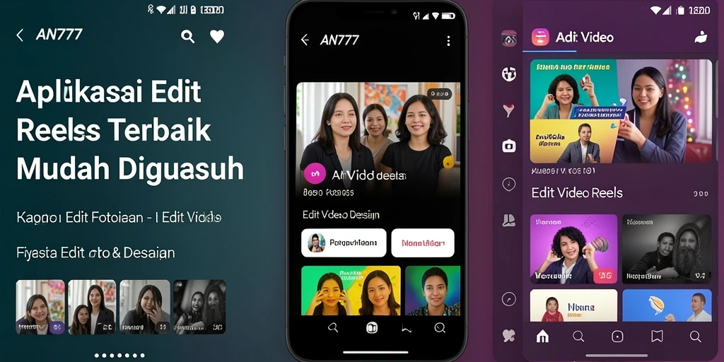 Tampilan antarmuka AN777 yang sederhana dan fungsional untuk Edit Video Reels.