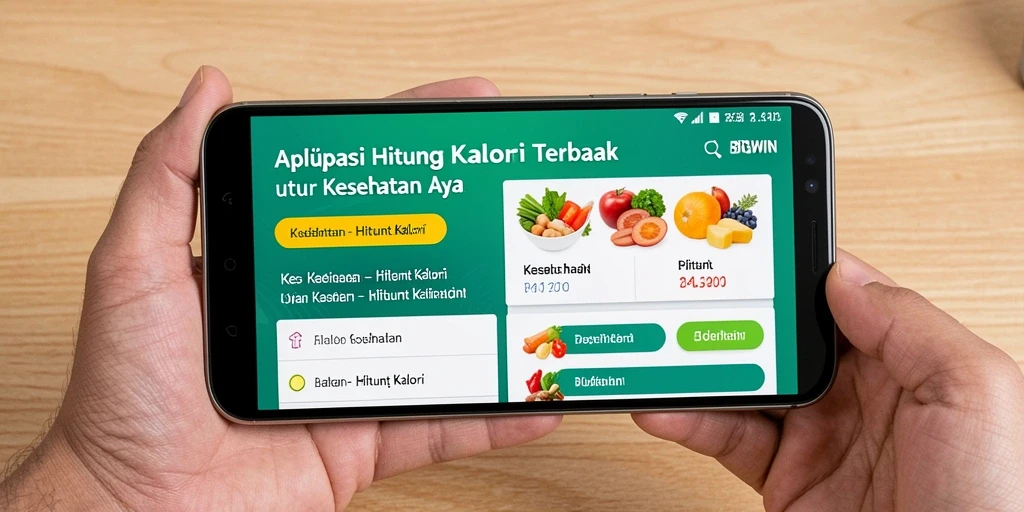 Antarmuka aplikasi BIGWIN yang menampilkan fitur Hitung Kalori secara efektif.