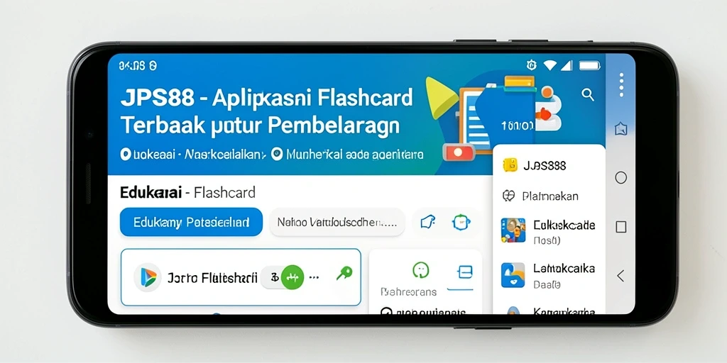 Antarmuka aplikasi JPS88 menunjukkan fungsi flashcard yang intuitif dan menarik.