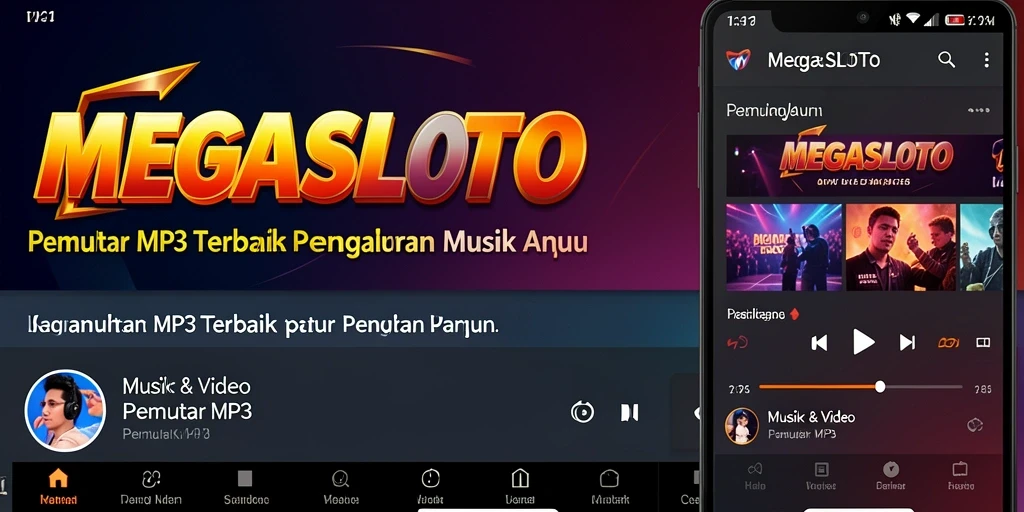 Tampilan antarmuka MEGASLOTO yang sederhana dan modern saat memutar musik.