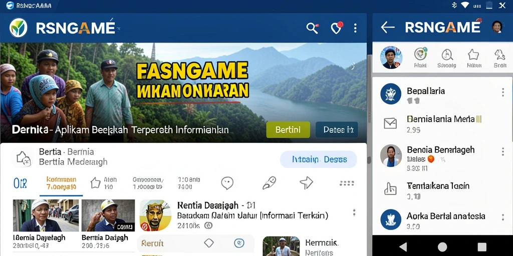 Tampilan antarmuka RSNGAME dengan informasi berita daerah yang lengkap.