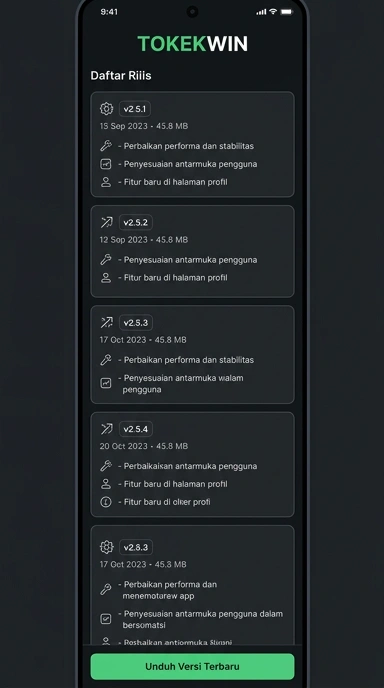 Riwayat Versi Aplikasi tokekwin untuk Android